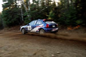 Bryan Hourt / Mike Dunn Honda Civic at speed near the finish of SS1, Herman.