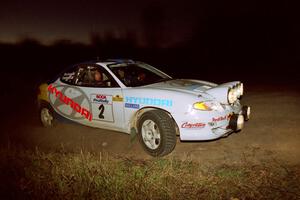 Paul Choiniere / Jeff Becker Hyundai Tiburon at the spectator corner on SS4, Far Point I.