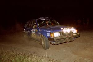 Mark Utecht / Brenda Corneliusen Dodge Omni GLH Turbo at the spectator corner on SS4, Far Point I.