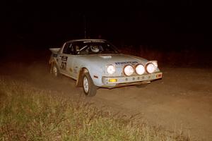 Steve Nowicki / David Stone Mazda RX-7 at the spectator corner on SS4, Far Point I.