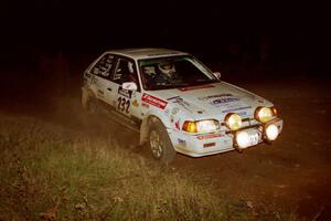 Mark Tabor / Kevin Poirier Mazda 323GTX at the spectator corner on SS4, Far Point I.