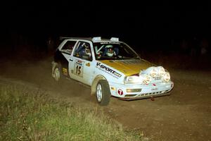 Brad Hawkins / Adrian Wintle VW GTI at the spectator corner on SS4, Far Point I.