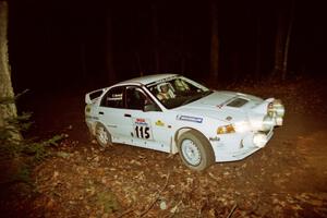 Seamus Burke / Frank Cunningham Mitsubishi Lancer Evo IV at speed on SS8, Bob Lake.