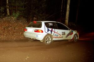 Tom Lawless / Brendan Lawless Honda Civic at speed on SS8, Bob Lake.