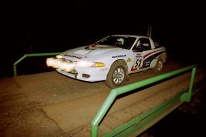 Doug Shepherd / Pete Gladysz Mitsubishi Eclipse at speed across the final bridge on SS10, Menge Creek.