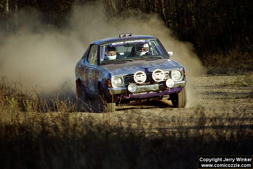 Mark Kleckner / Jeff Hribar Dodge Colt at speed on the practice stage.