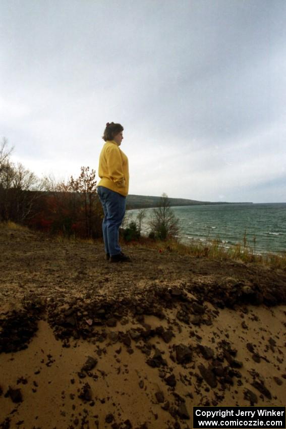 Nicole Valek looks out over the dunes on the eastern side of the Keweenaw Peninsula.