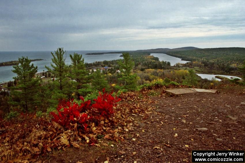 The view from the lookout on Brockway Mountain above the town of Copper Harbor.