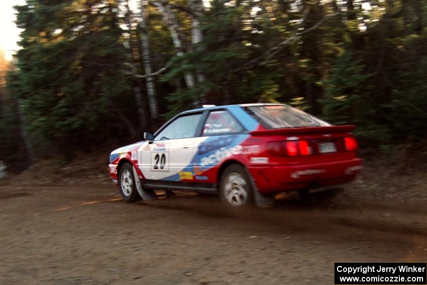 George Plsek / Alex Gelsomino Audi S2 Quattro at speed near the finish of SS1, Herman.