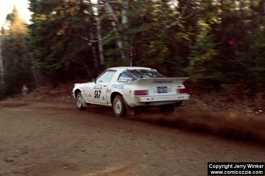 Steve Nowicki / David Stone Mazda RX-7 at speed near the finish of SS1, Herman.