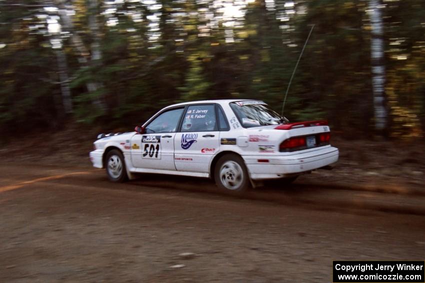 Todd Jarvey / Rich Faber Mitsubishi Galant VR-4 at speed near the finish of SS1, Herman.
