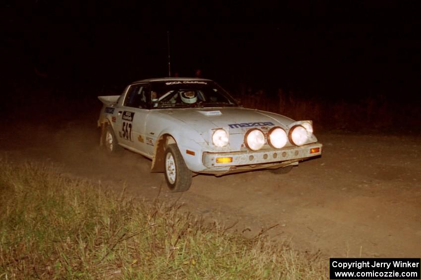 Steve Nowicki / David Stone Mazda RX-7 at the spectator corner on SS4, Far Point I.