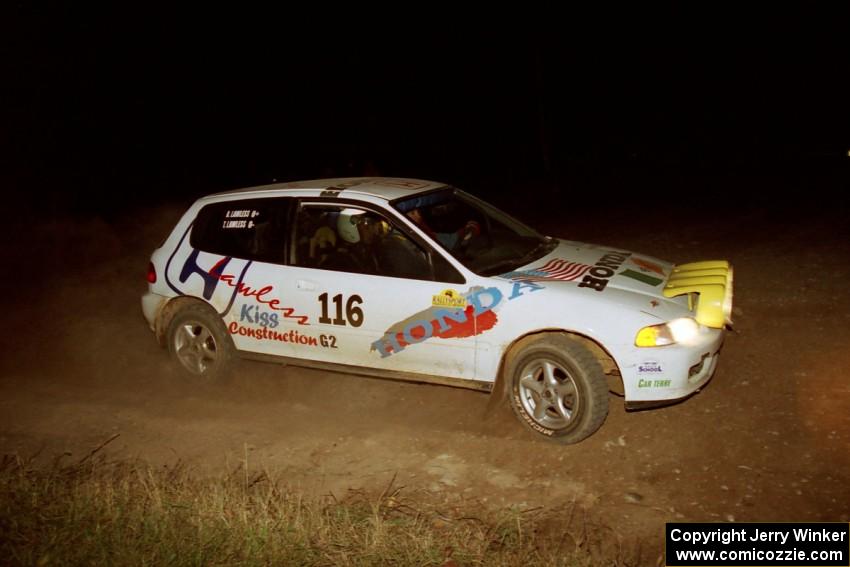 Tom Lawless / Brendan Lawless Honda Civic at the spectator corner on SS4, Far Point I.