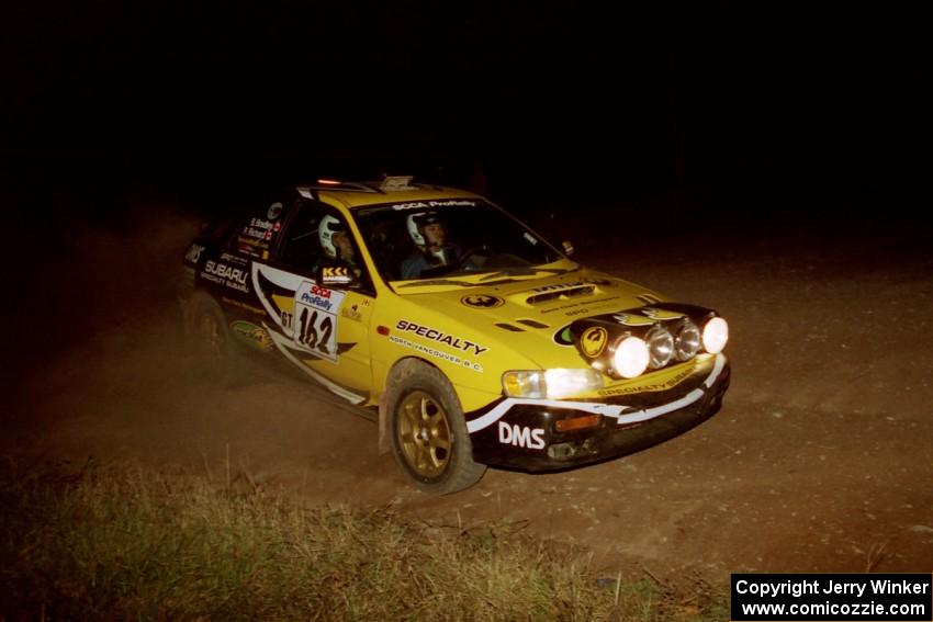 Pat Richard / Ben Bradley Subaru Impreza 2.5RS at the spectator corner on SS4, Far Point I.