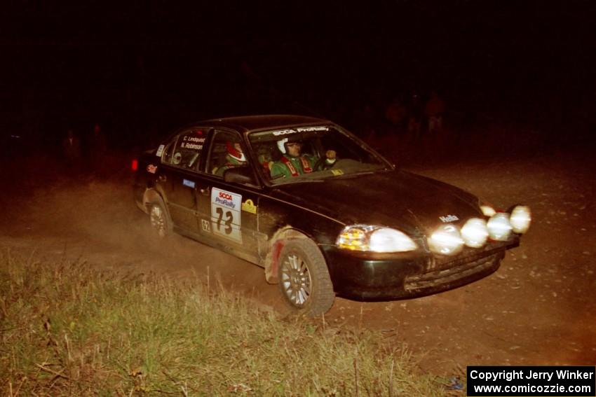 Nick Robinson / Carl Lindquist Honda Civic at the spectator corner on SS4, Far Point I.