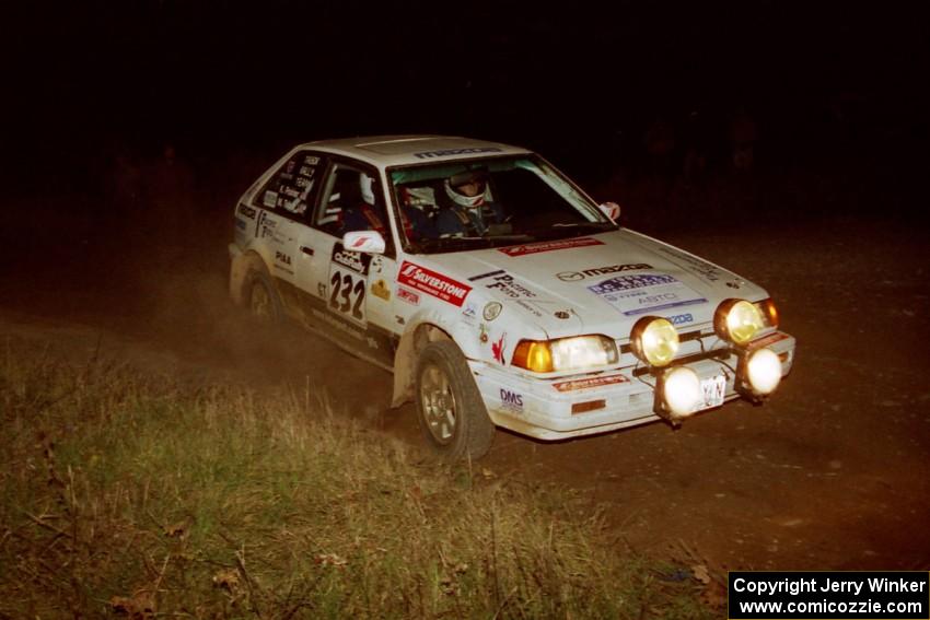 Mark Tabor / Kevin Poirier Mazda 323GTX at the spectator corner on SS4, Far Point I.