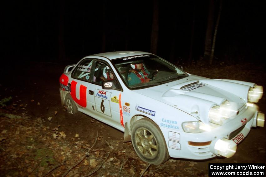 Henry Krolikowski / Cindy Krolikowski Subaru WRX STi at speed on SS8, Bob Lake.