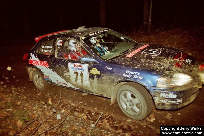 Bryan Hourt / Mike Dunn Honda Civic at speed on SS8, Bob Lake.