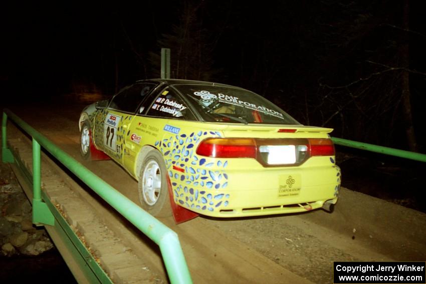 Paul Dubinsky / Yvon Dubinsky Eagle Talon at speed across the final bridge on SS10, Menge Creek.