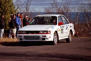 Todd Jarvey / Rich Faber Mitsubishi Galant VR-4 at the final yump on SS13, Brockway Mountain.