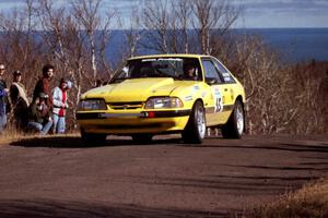 Don Rathgeber / Jimmy Brandt Ford Mustang LX at the final yump on SS13, Brockway Mountain.