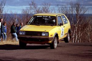 Art Burmeister / Bob Martin VW GTI at the final yump on SS13, Brockway Mountain.