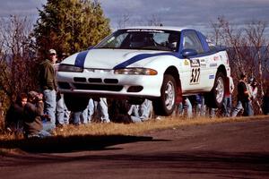 Chris Gilligan / Joe Petersen Mistubishi Eclipse GSX catch big air at the final yump on SS13, Brockway Mountain.