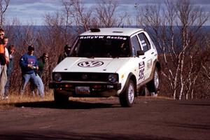 Jon Hamilton / Josh Westhoven VW Rabbit at the final yump on SS13, Brockway Mountain.