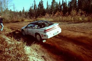 Chris Czyzio / Eric Carlson Mitsubishi Eclipse GSX at speed near the end of SS17, Gratiot Lake II.