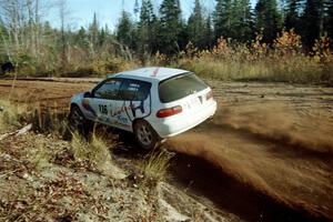 Tom Lawless / Brendan Lawless Honda Civic at speed near the end of SS17, Gratiot Lake II.