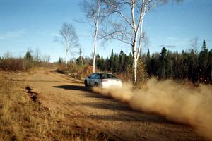 Chris Gilligan / Joe Petersen Mistubishi Eclipse GSX at speed near the end of SS17, Gratiot Lake II.