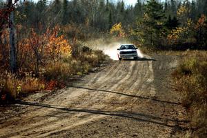 Jim Warren / Chuck Binder Audi Quattro Coupe at speed near the end of SS17, Gratiot Lake II.