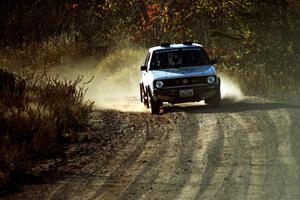 Jon Hamilton / Josh Westhoven VW Rabbit at speed near the end of SS17, Gratiot Lake II.