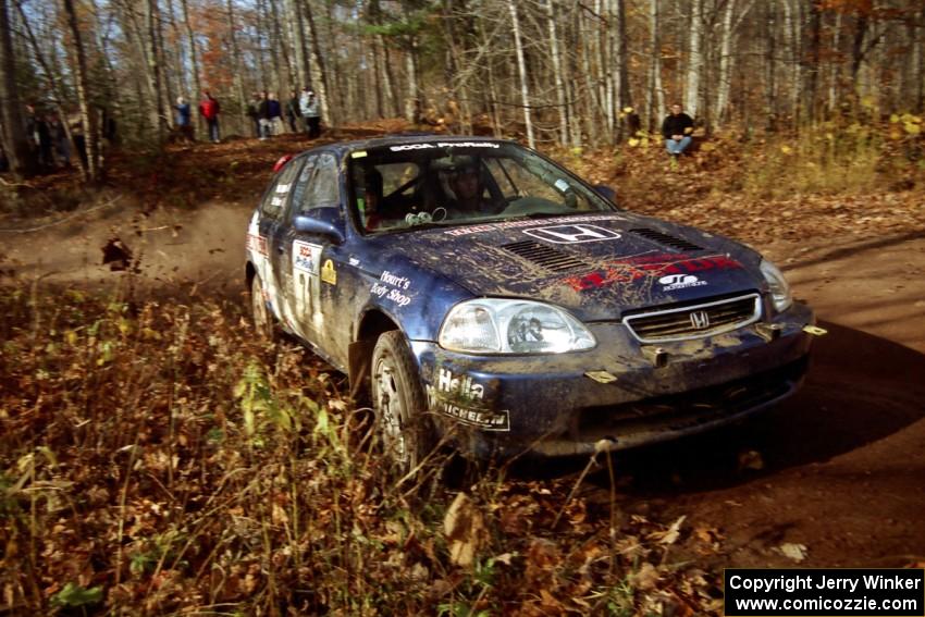 Bryan Hourt / Mike Dunn Honda Civic at the final corner of SS11, Gratiot Lake I.