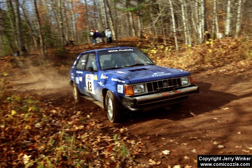 Mark Utecht / Brenda Corneliusen Dodge Omni GLH Turbo at the final corner of SS11, Gratiot Lake I.