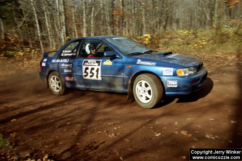 Mark Sarnecki / Rick Hansen Subaru Impreza 2.5RS at the final corner of SS11, Gratiot Lake I.