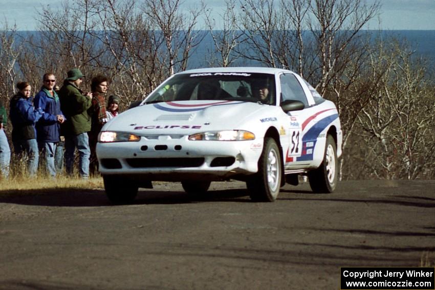 Doug Shepherd / Pete Gladysz Mitsubishi Eclipse at the final yump on SS13, Brockway Mountain.