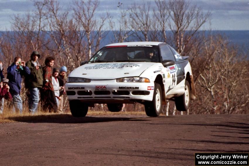 Bryan Pepp / Jerry Stang Eagle Talon at the final yump on SS13, Brockway Mountain.