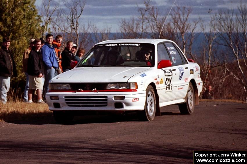 Todd Jarvey / Rich Faber Mitsubishi Galant VR-4 at the final yump on SS13, Brockway Mountain.
