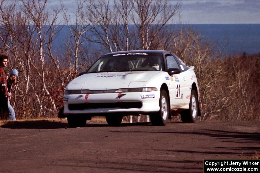 Chris Czyzio / Eric Carlson Mitsubishi Eclipse GSX at the final yump on SS13, Brockway Mountain.