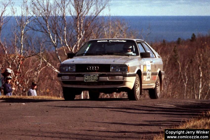 Bob Burtis / Rick Burtis Audi Quattro Coupe at the final yump on SS13, Brockway Mountain.