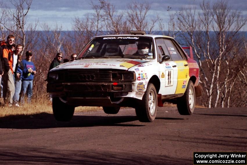 Ivan Orisek / Olga Orisek Audi 4000 Quattro at the final yump on SS13, Brockway Mountain.