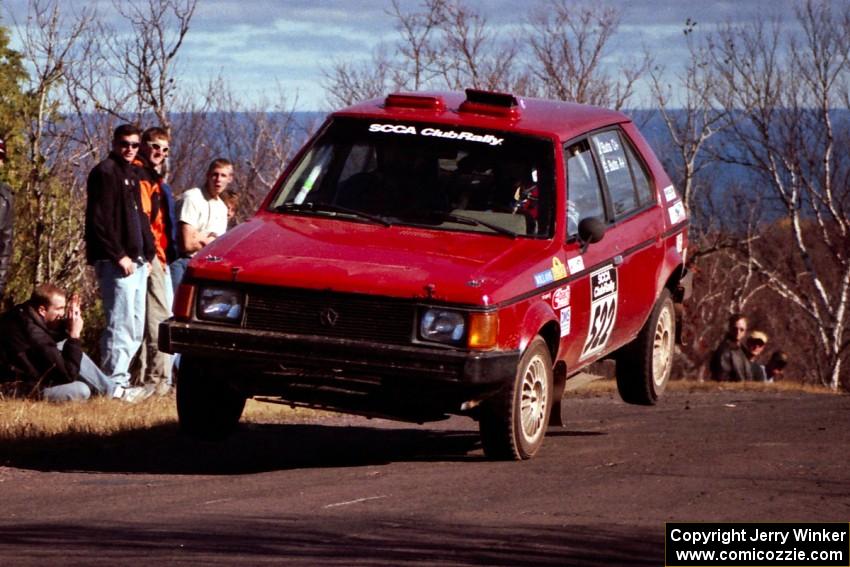 Jon Butts / Gary Butts Dodge Omni GLH at the final yump on SS13, Brockway Mountain.