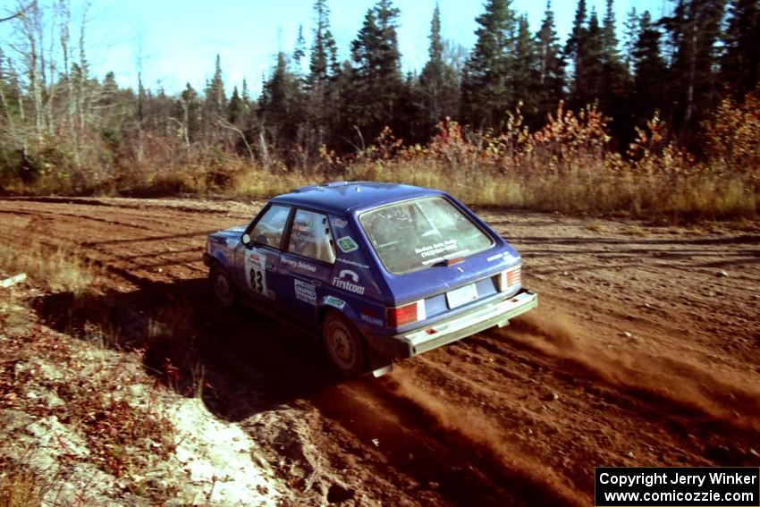 Mark Utecht / Brenda Corneliusen Dodge Omni GLH Turbo at speed near the end of SS17, Gratiot Lake II.