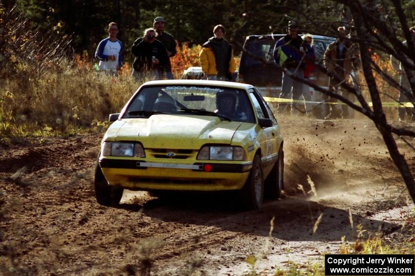 Don Rathgeber / Jimmy Brandt Ford Mustang LX at speed near the end of SS17, Gratiot Lake II.