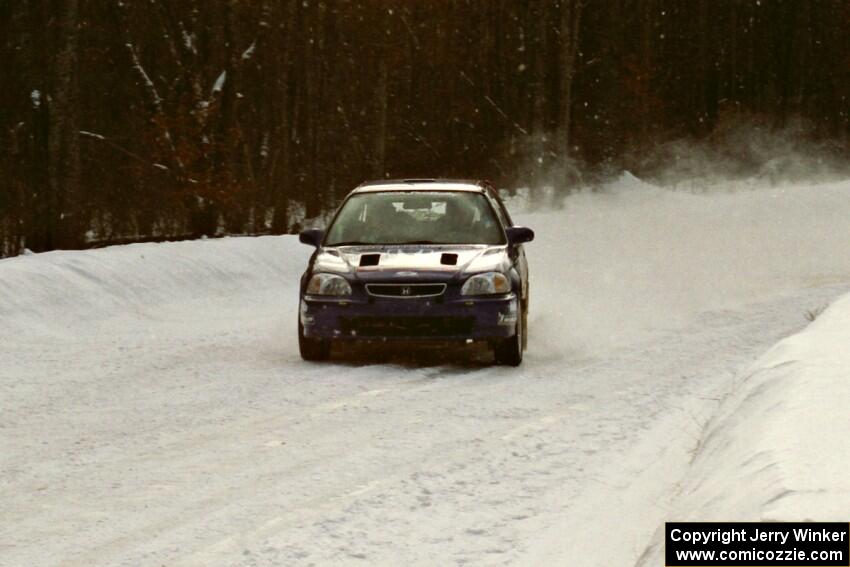 Bryan Hourt / Drew Ritchie Honda Civic at speed on SS4, Avery Lake.