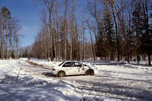 Karl Scheible / Brian Maxwell Subaru WRX STi at the hairpin on SS5, Ranch II.