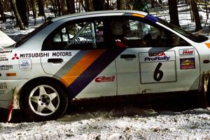 Pete Lahm / Matt Chester Mitsubishi Lancer Evo IV goes straight off at the hairpin on SS5, Ranch II.