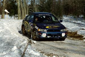 Eric Eaton / Kenny Almquist Subaru Impreza sets up for the hairpin on SS5, Ranch II.