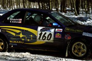 Eric Eaton / Kenny Almquist Subaru Impreza goes straight off at the hairpin on SS5, Ranch II.
